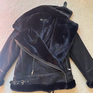 Zara Suede and Fur Moto Jacket